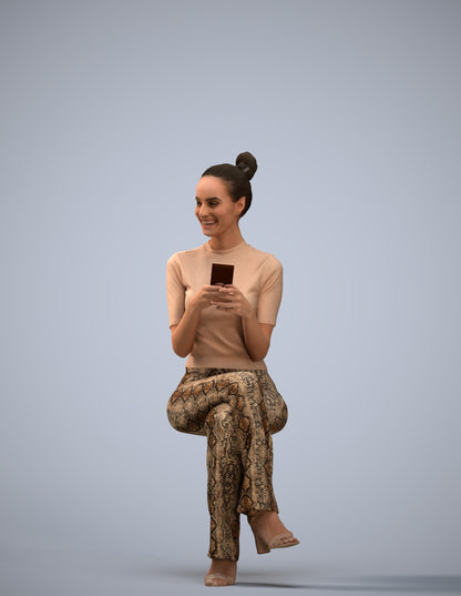 photogrammetry 3D woman casual sitting, realistic human model archviz FBX