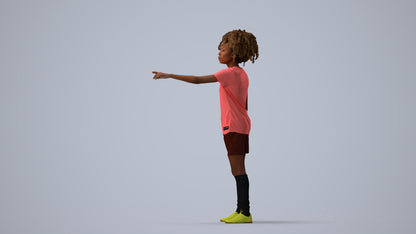 3D human model woman sport, photogrammetry scanned person for archviz, three-quarter view render