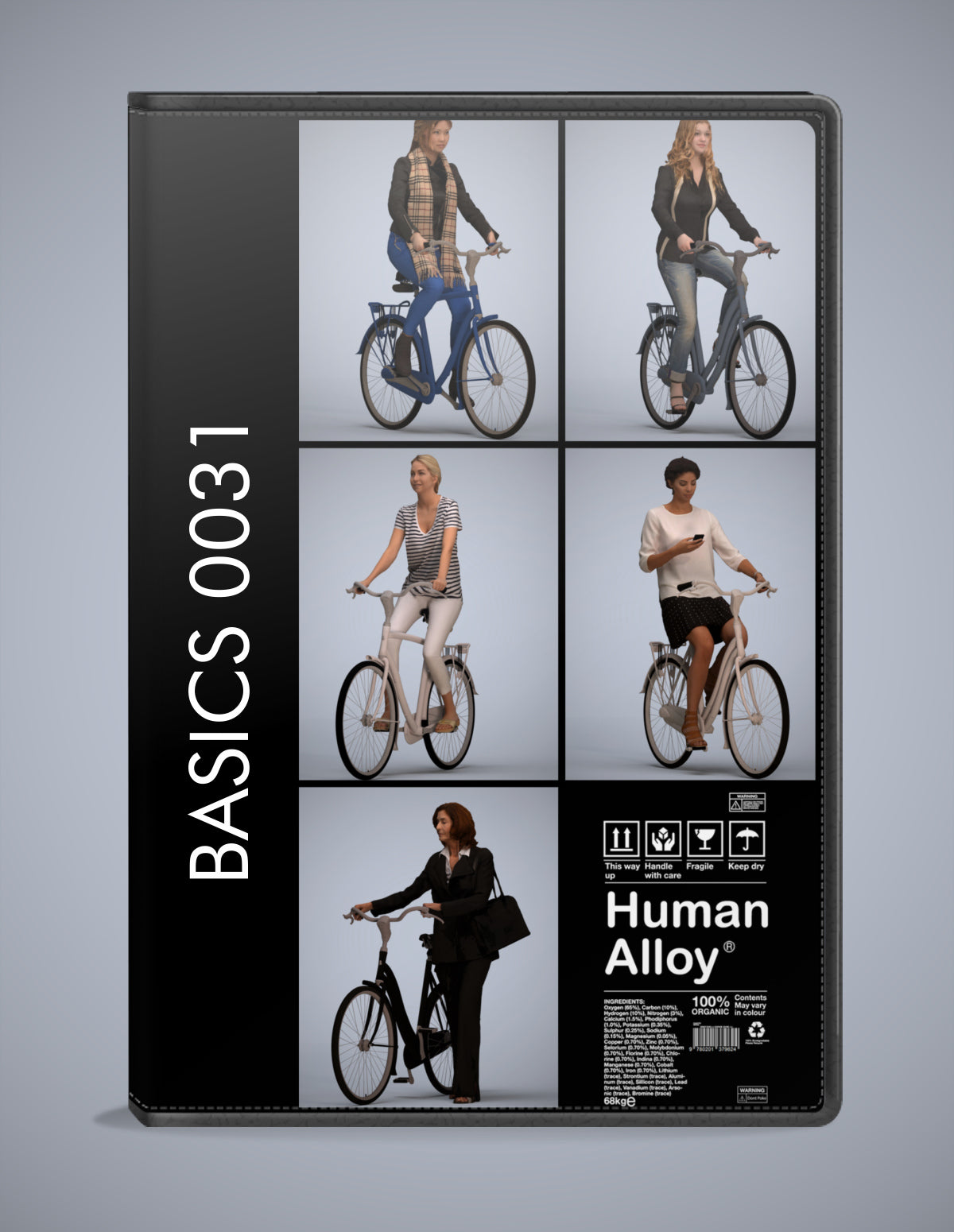 realistic 3D people cycling set, 5 render-ready models for V-Ray and Corona