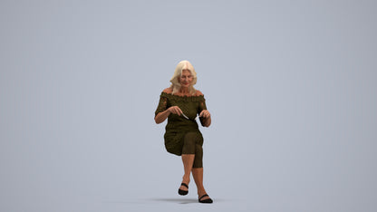 realistic 3D senior woman casual business, scanned archviz people for Blender and 3ds Max, standing pose render