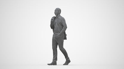 realistic 3D man business standing, scanned archviz people for Blender and 3ds Max, wireframe back view
