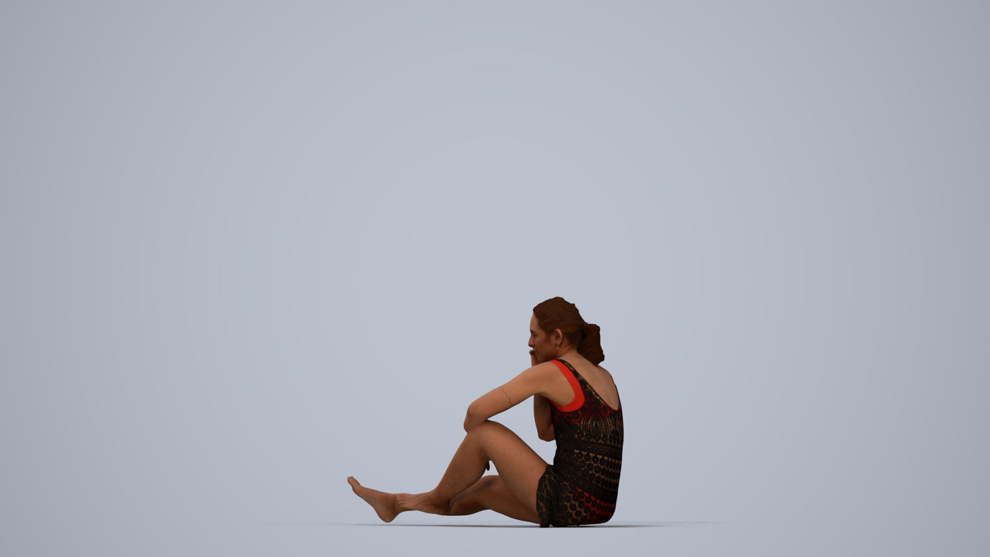 realistic 3D people woman sport pool, render-ready for V-Ray and Corona, FBX OBJ, top-down view render