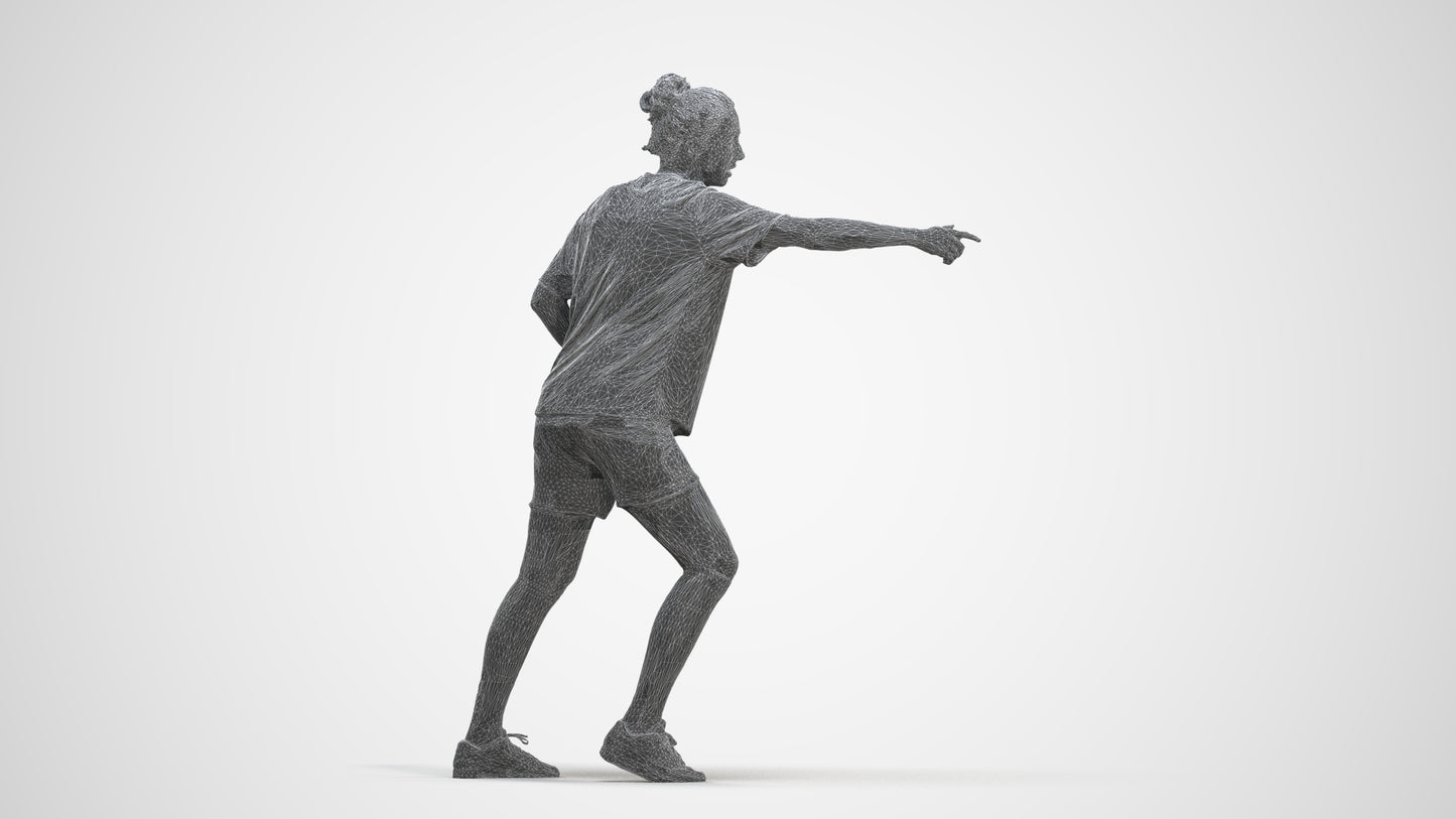 scanned 3D woman sport, photogrammetry people for Enscape and V-Ray, three-quarter front view render