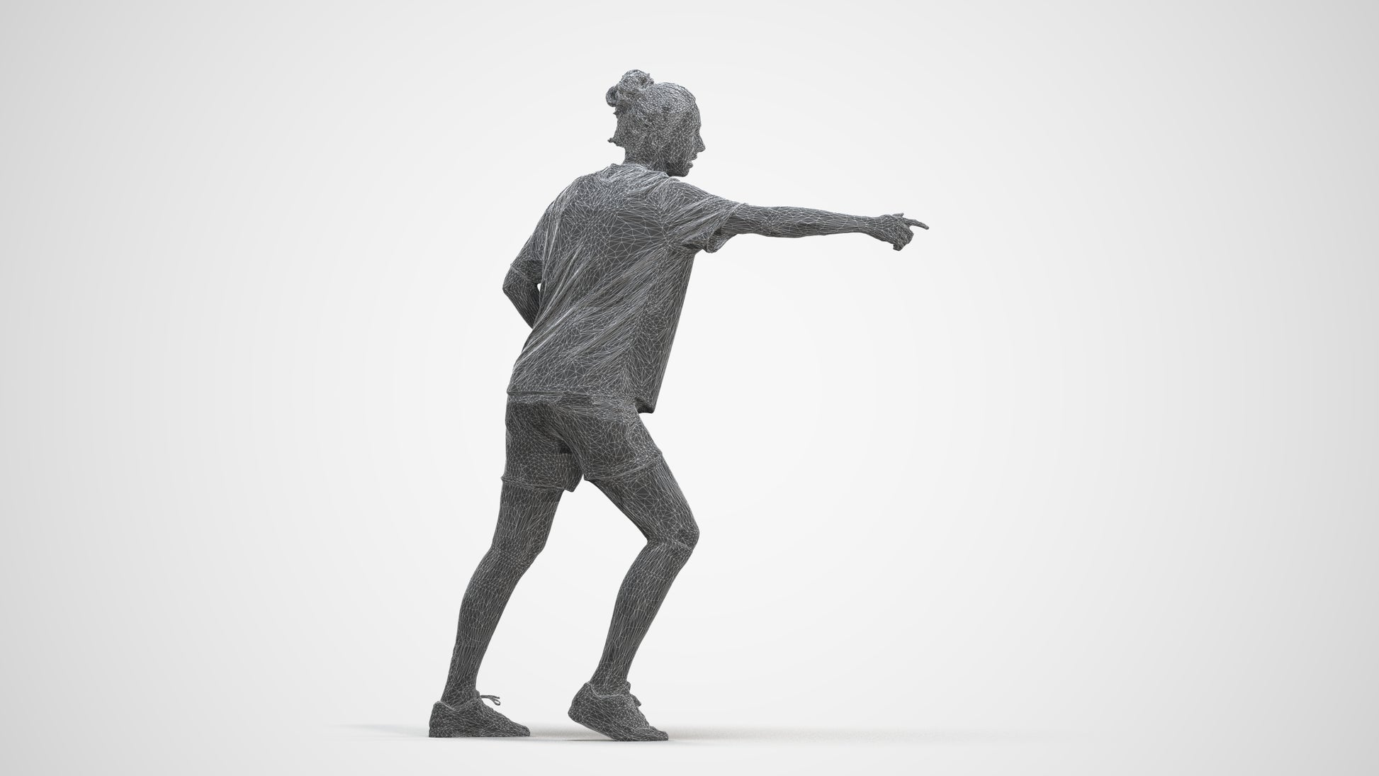 scanned 3D woman sport, photogrammetry people for Enscape and V-Ray, three-quarter front view render