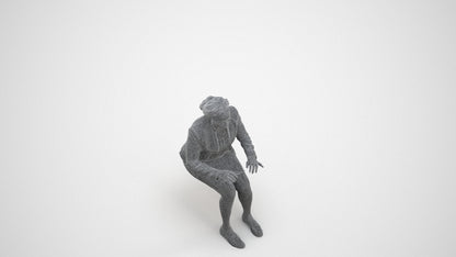 3D people model woman business sitting, scanned human for 3ds Max rendering, wireframe three-quarter view
