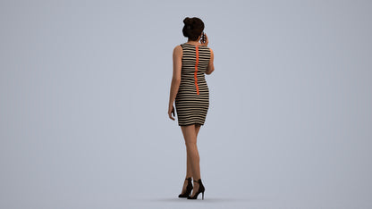 photogrammetry 3D woman casual walking, realistic human model archviz FBX, front view render