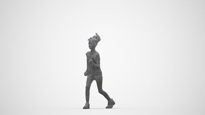 photogrammetry 3D girl sport kids, realistic human model archviz FBX, wireframe back view