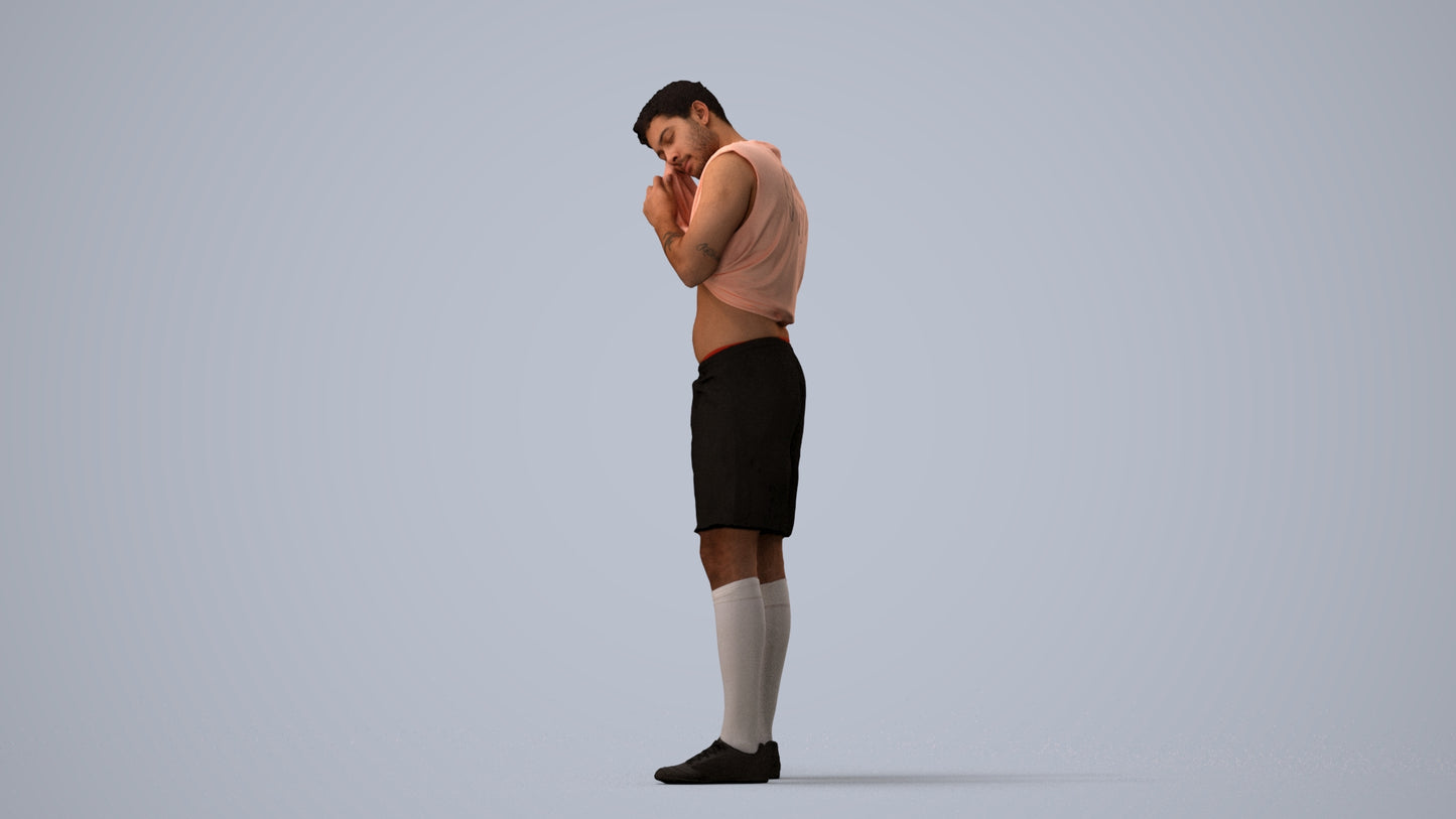 realistic 3D human man sport, archviz people FBX OBJ for Blender, three-quarter view render