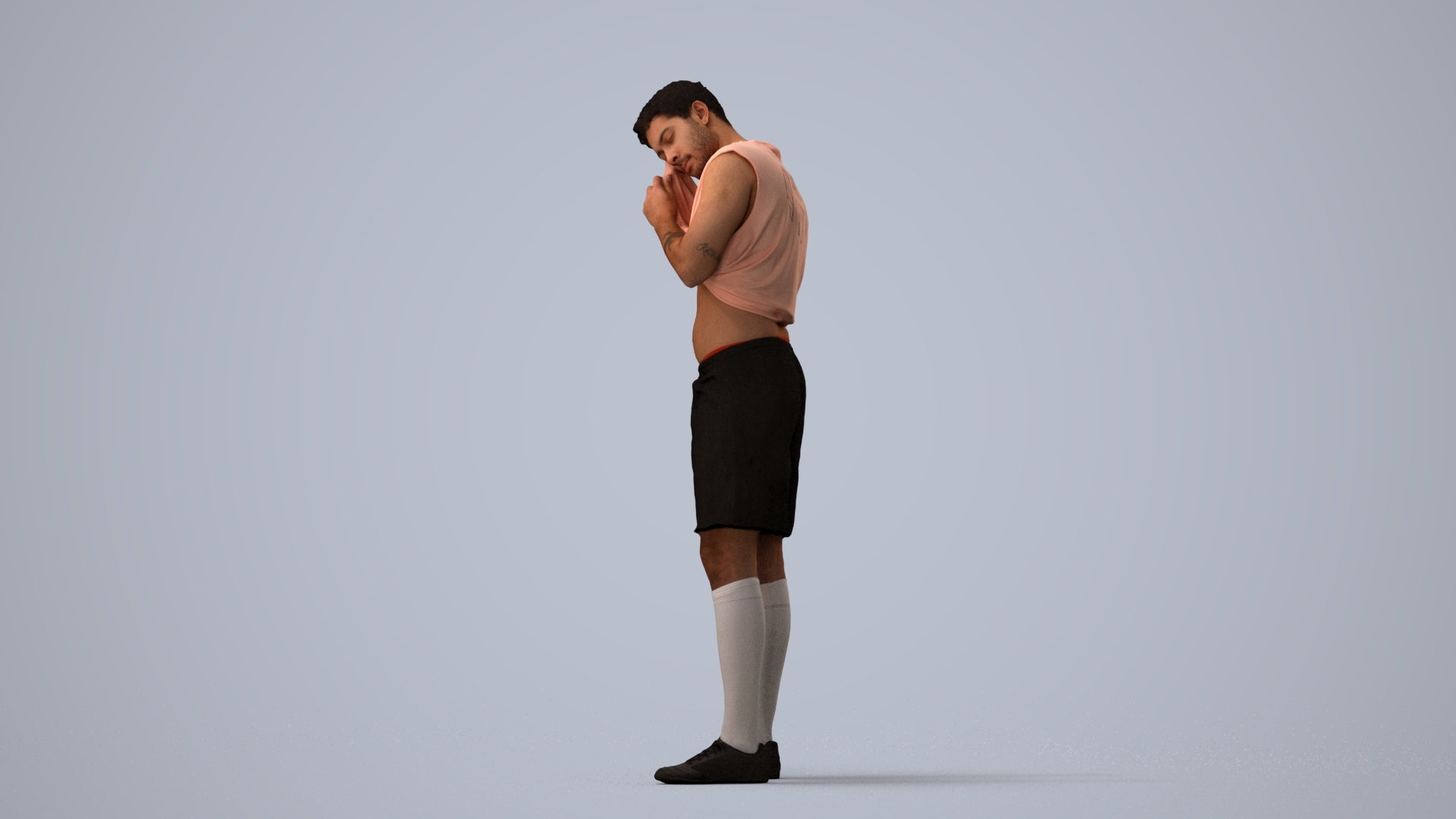 realistic 3D human man sport, archviz people FBX OBJ for Blender, three-quarter view render