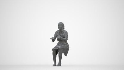 3D people model girl kids, scanned human for 3ds Max rendering, wireframe back view