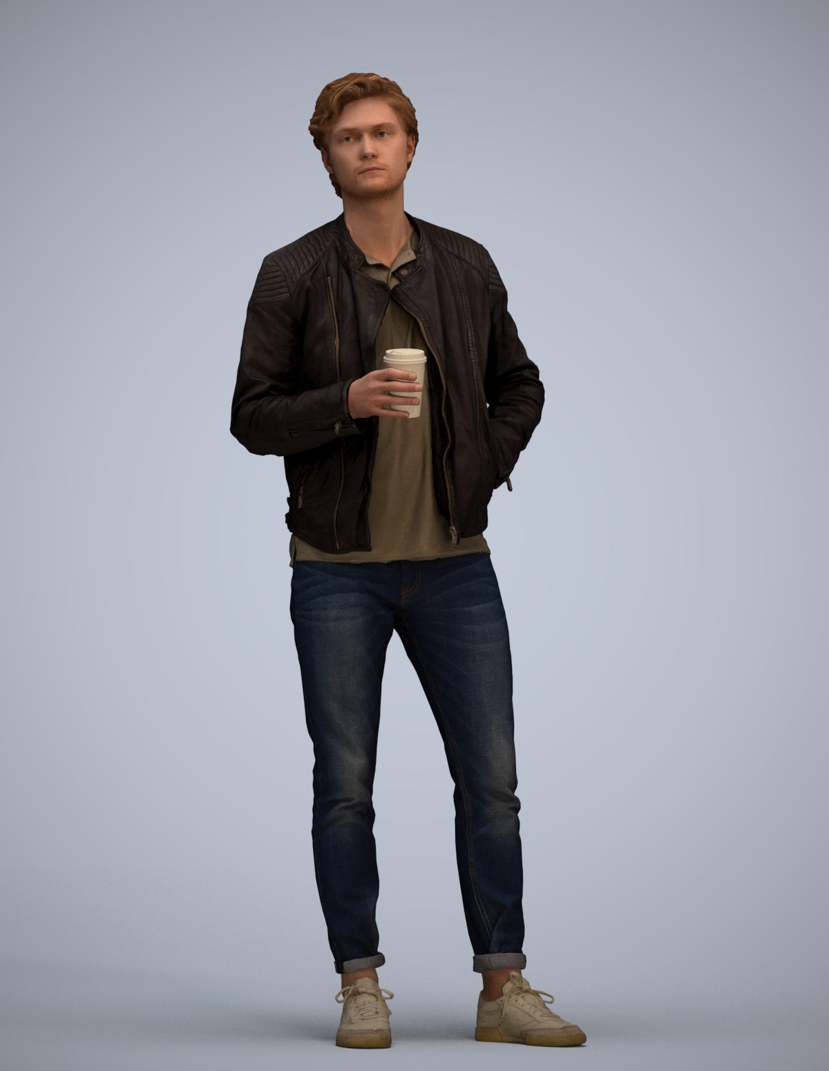 photogrammetry 3D man casual standing, realistic human model archviz FBX