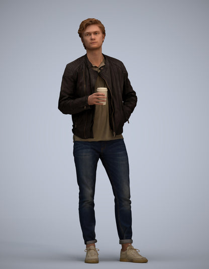 photogrammetry 3D man casual standing, realistic human model archviz FBX