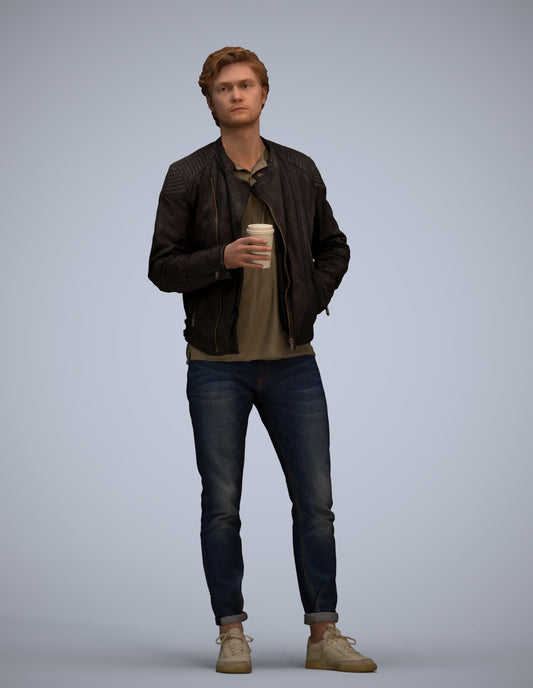 photogrammetry 3D man casual standing, realistic human model archviz FBX