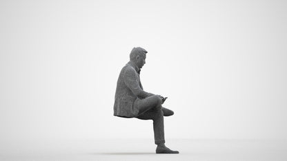 photogrammetry 3D man business, realistic human model archviz FBX, wireframe side view