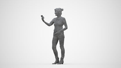 realistic 3D people senior woman casual standing, render-ready for V-Ray and Corona, FBX OBJ, wireframe back view