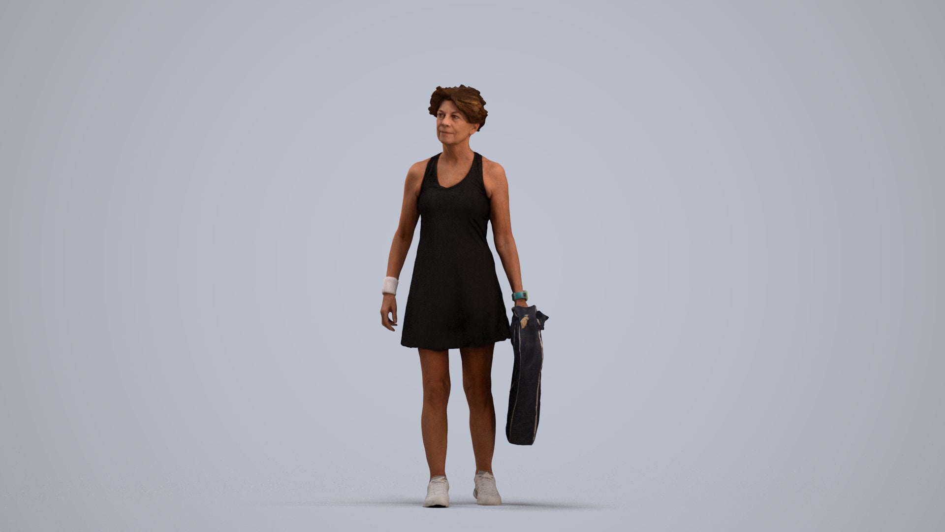 realistic 3D woman sport, scanned archviz people for Blender and 3ds Max, standing pose render