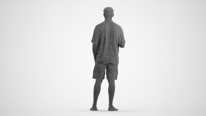 realistic 3D human man casual standing, archviz people FBX OBJ for Blender, wireframe front view