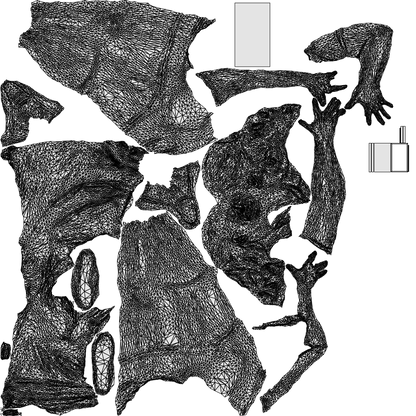 scanned 3D woman casual sitting, photogrammetry people for Enscape and V-Ray, wireframe top-down view