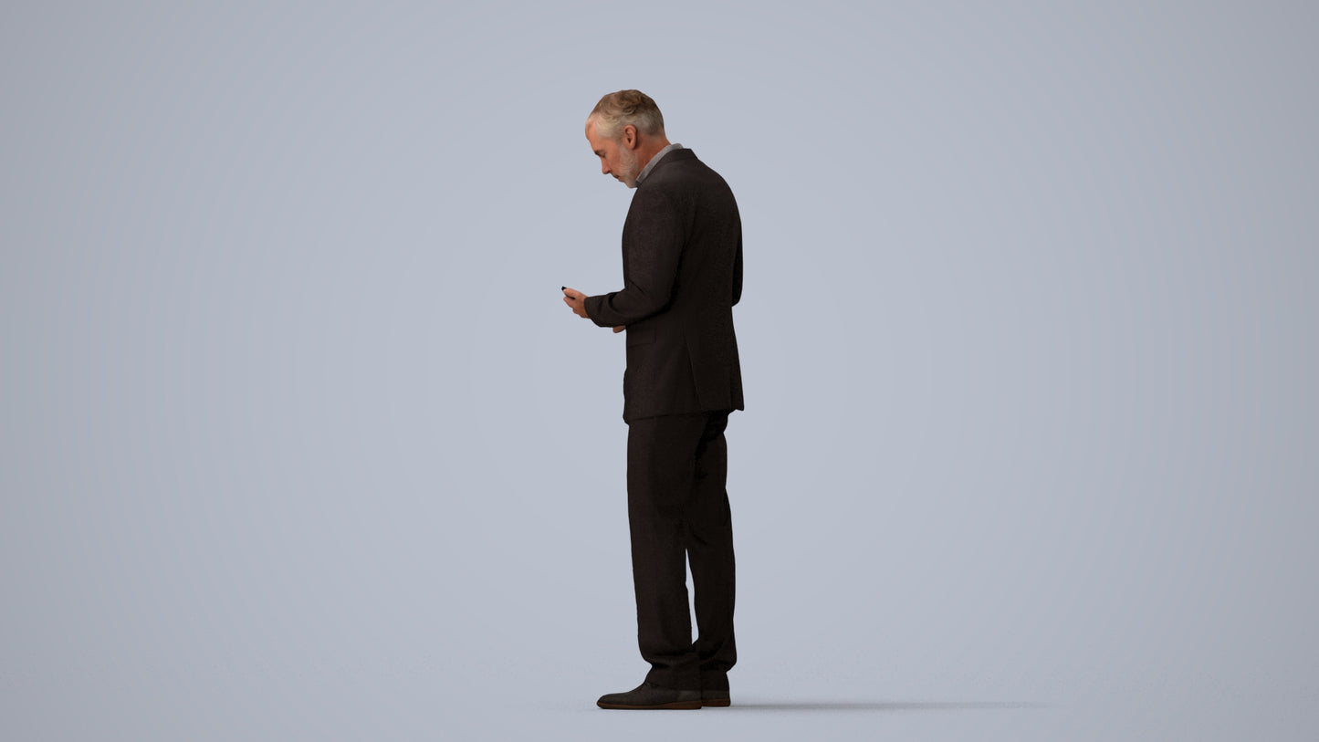scanned 3D man business, photogrammetry people for Enscape and V-Ray, three-quarter view render