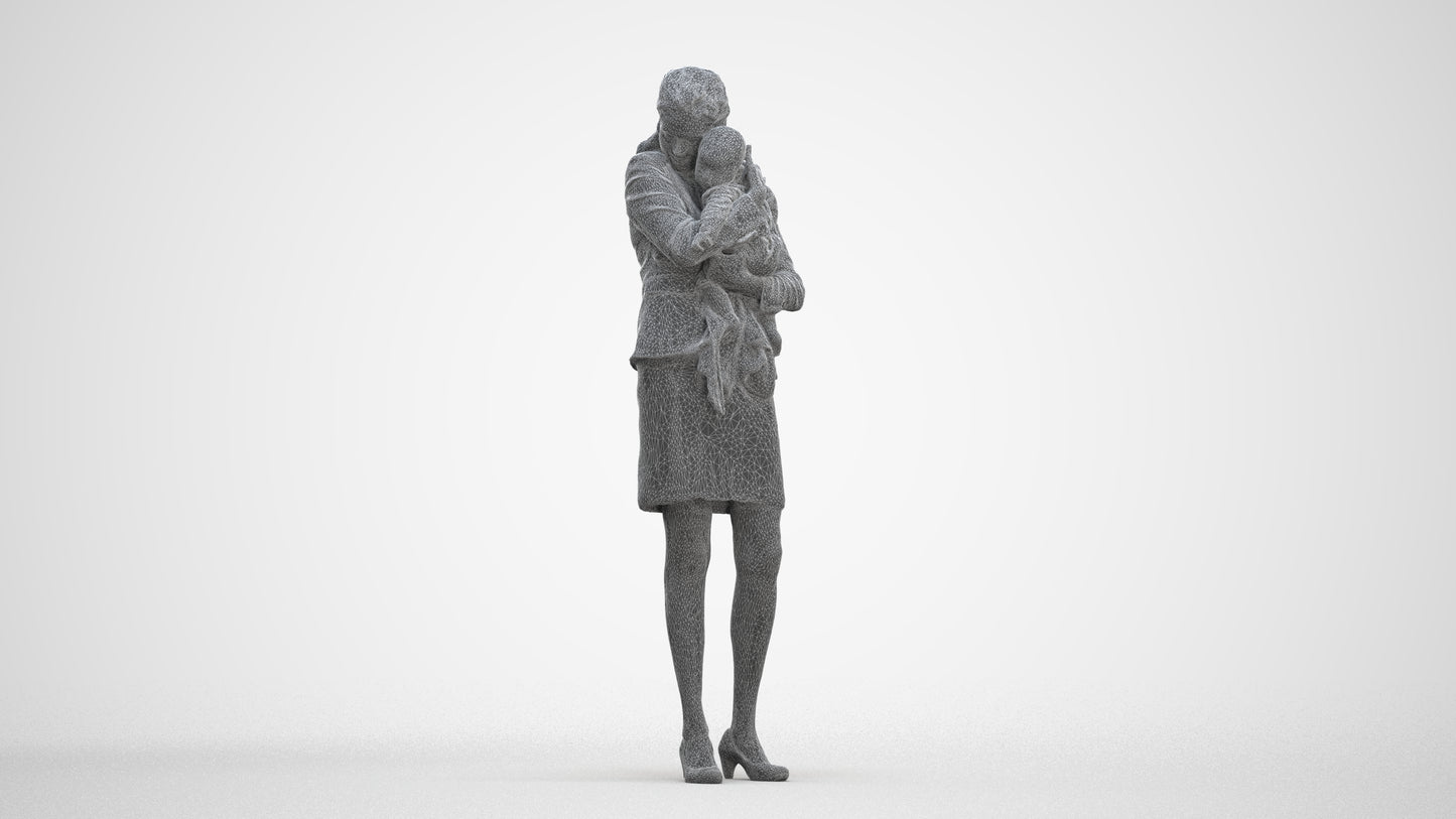 3D scanned girl kids business, photorealistic archviz people for Enscape and SketchUp, top-down view render