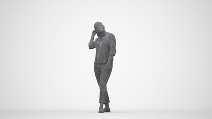 realistic 3D people woman casual standing, render-ready for V-Ray and Corona, FBX OBJ, wireframe back view
