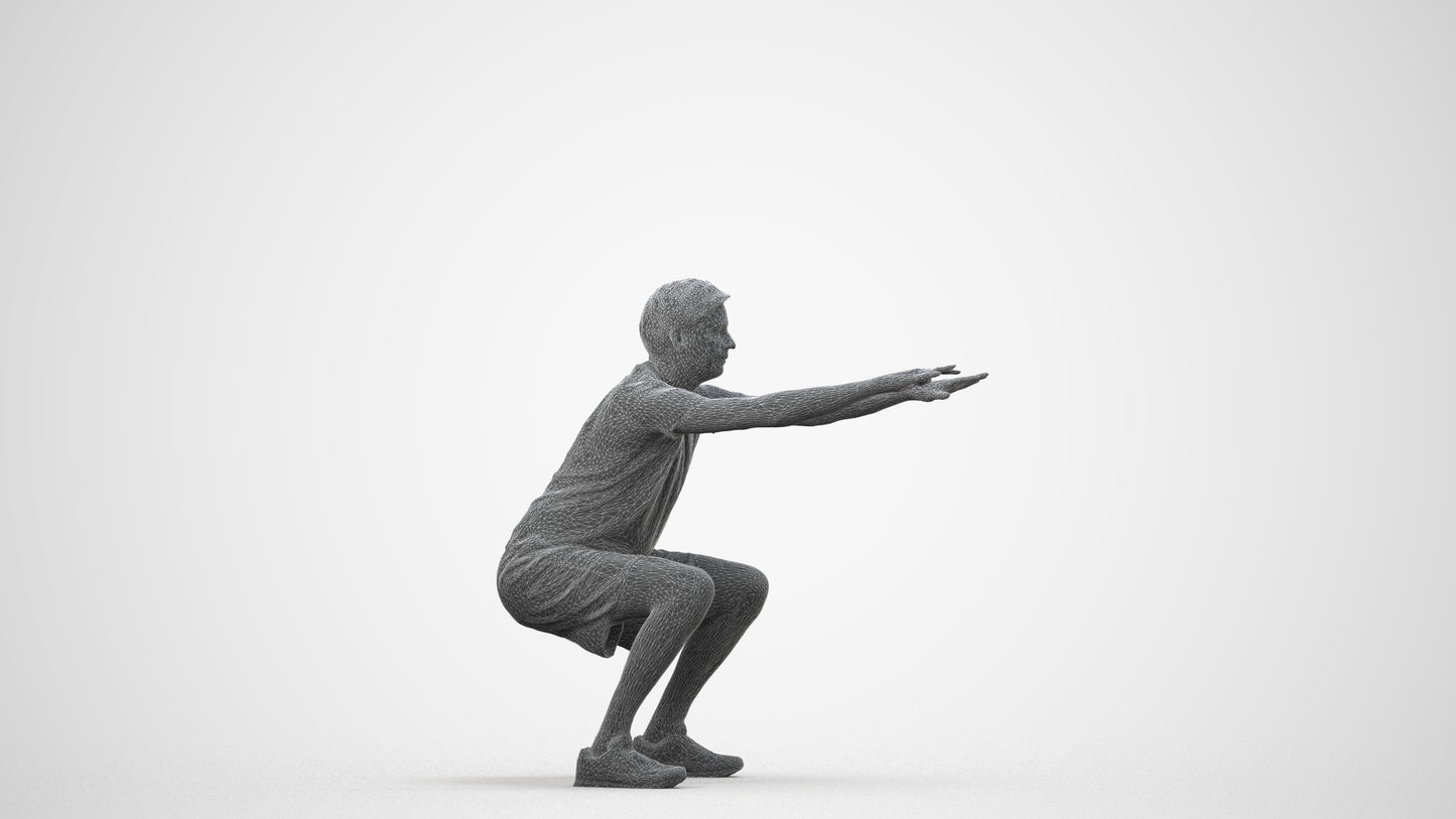 realistic 3D people man sport, render-ready for V-Ray and Corona, FBX OBJ, wireframe side view