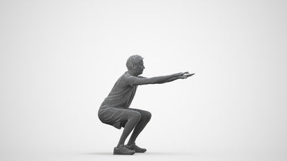 realistic 3D people man sport, render-ready for V-Ray and Corona, FBX OBJ, wireframe side view