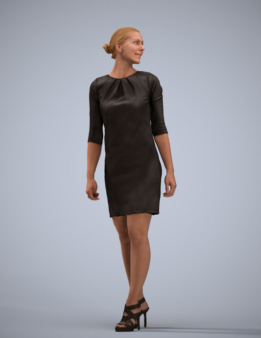 scanned 3D woman business standing, photogrammetry people for Enscape and V-Ray