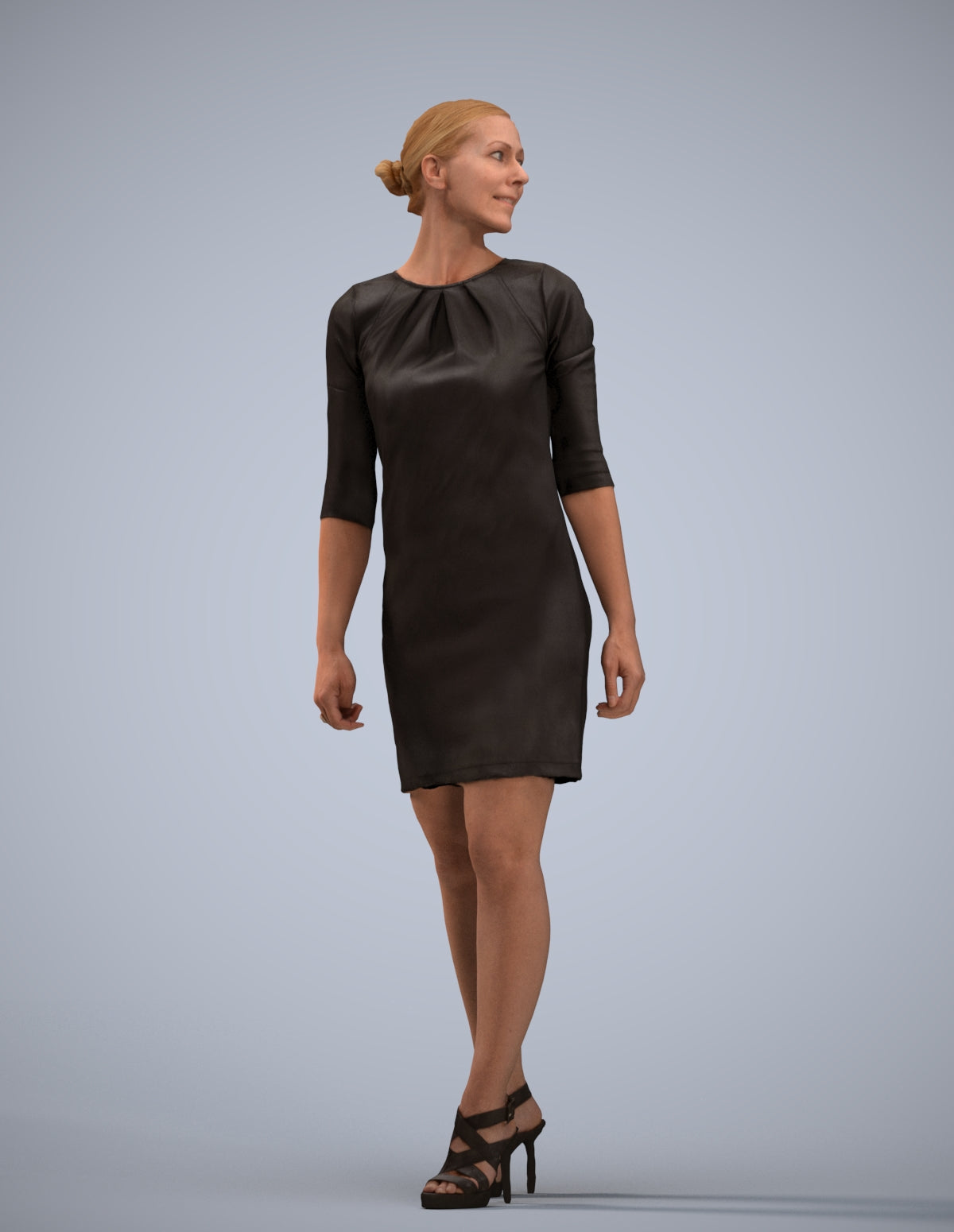 scanned 3D woman business standing, photogrammetry people for Enscape and V-Ray