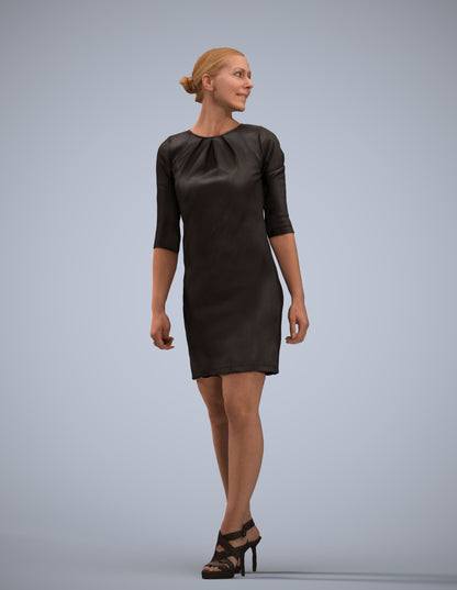 scanned 3D woman business standing, photogrammetry people for Enscape and V-Ray