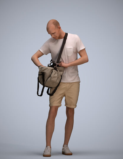 realistic 3D people man casual standing, render-ready for V-Ray and Corona, FBX OBJ
