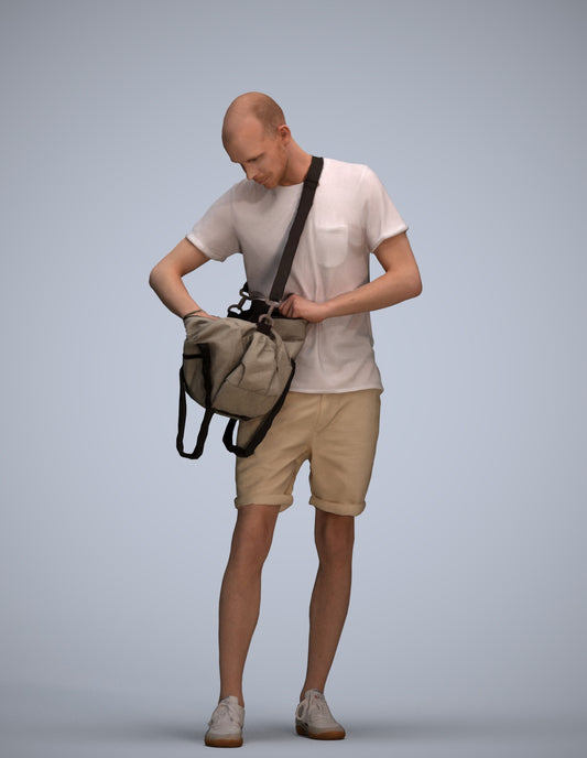 realistic 3D people man casual standing, render-ready for V-Ray and Corona, FBX OBJ