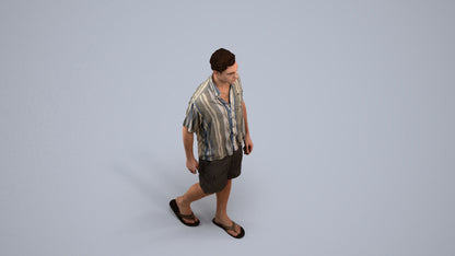 scanned 3D man casual walking, photogrammetry people for Enscape and V-Ray, back view render
