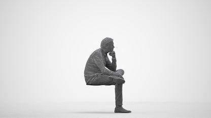 3D scanned man business, photorealistic archviz people for Enscape and SketchUp, wireframe side view