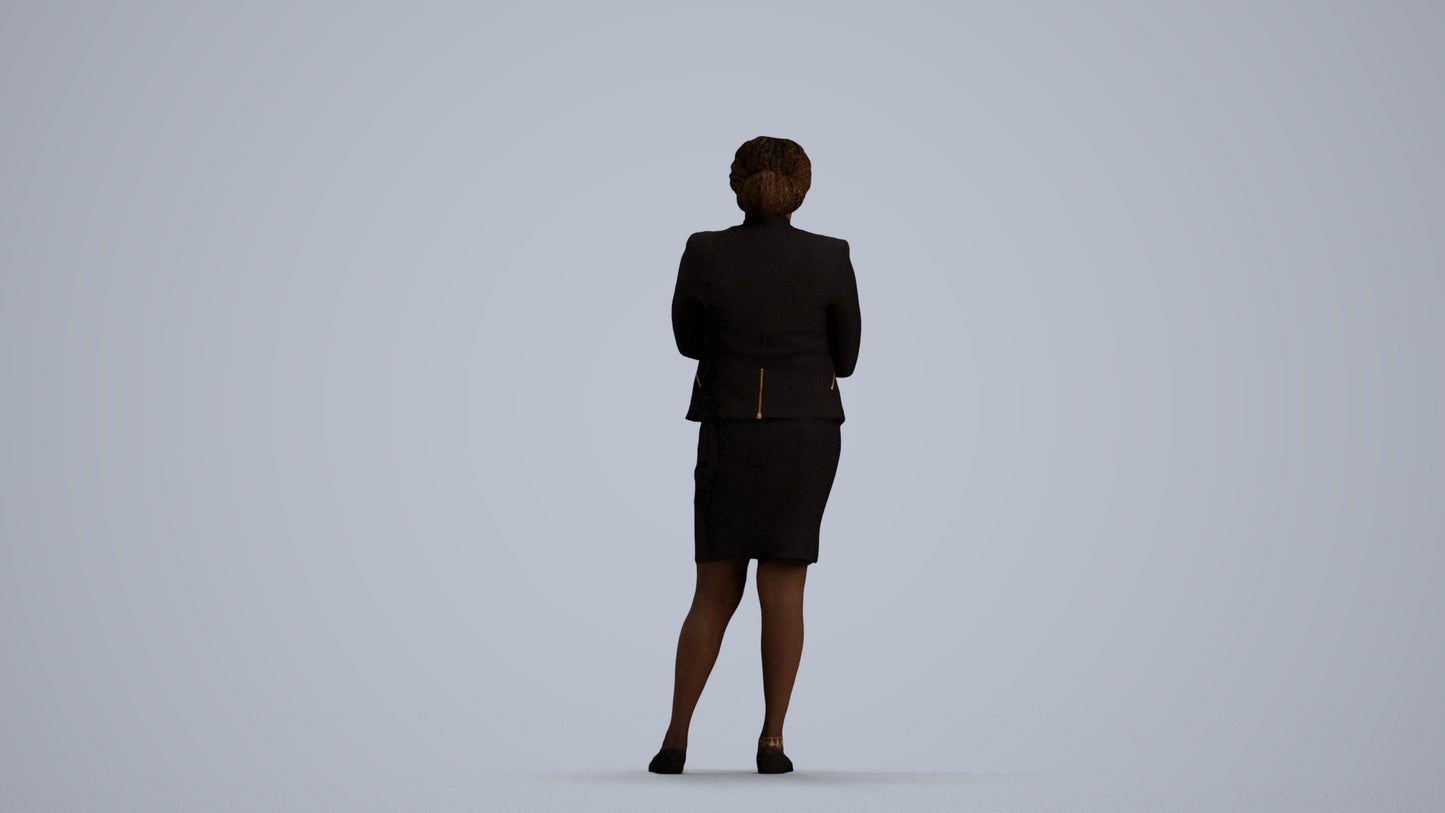 realistic 3D people woman business standing, render-ready for V-Ray and Corona, FBX OBJ, front view render