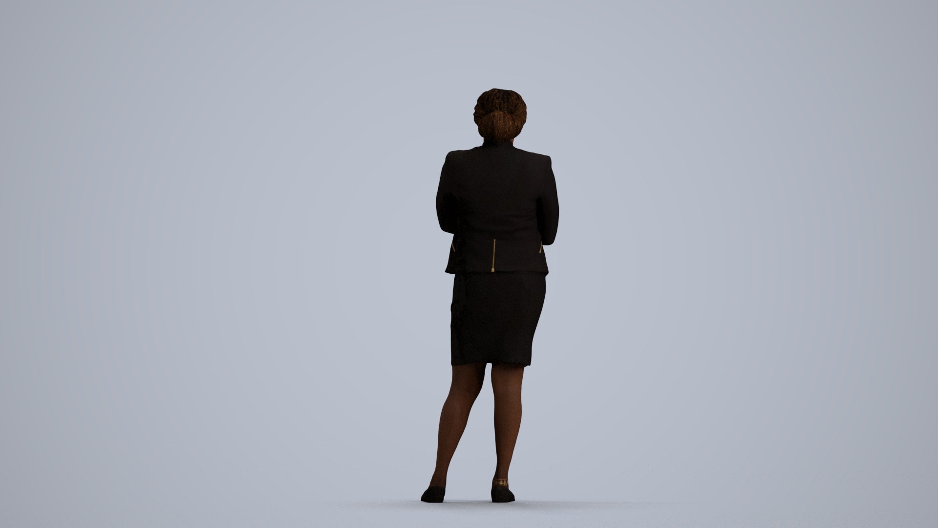 realistic 3D people woman business standing, render-ready for V-Ray and Corona, FBX OBJ, front view render