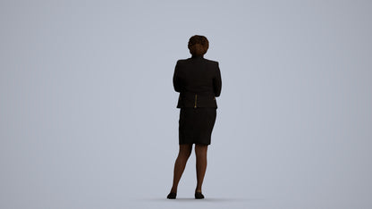 realistic 3D people woman business standing, render-ready for V-Ray and Corona, FBX OBJ, front view render