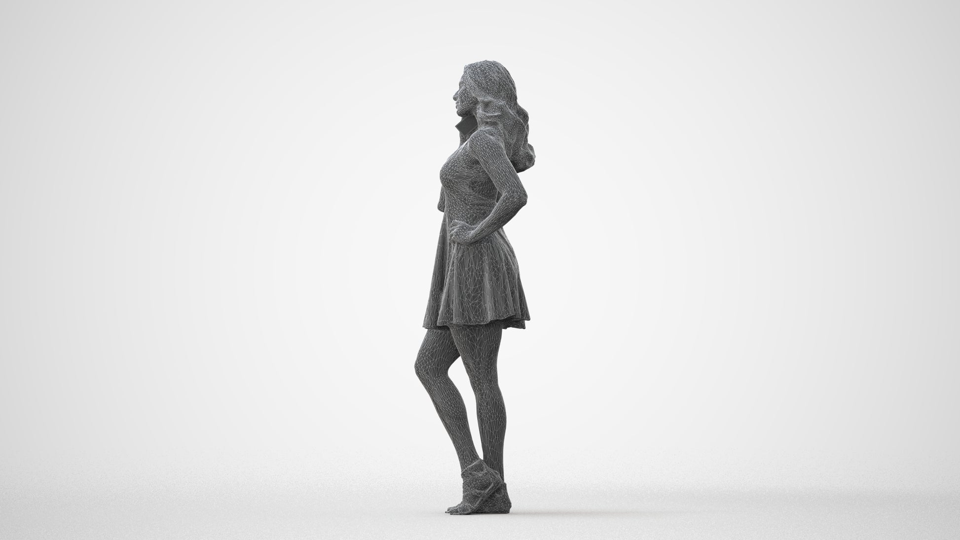 photogrammetry 3D woman standing, realistic human model archviz FBX, square thumbnail