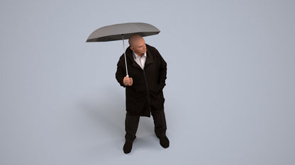 3D people model senior man business standing, scanned human for 3ds Max rendering, back view render