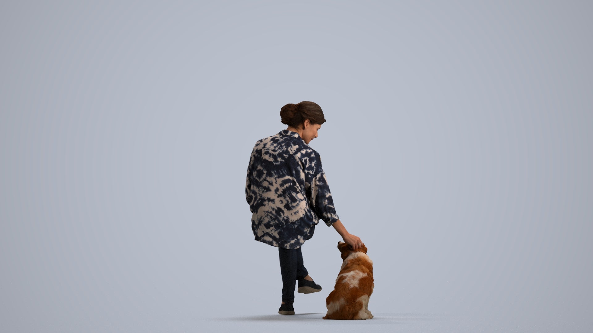realistic 3D people woman casual sitting, render-ready for V-Ray and Corona, FBX OBJ, front view render
