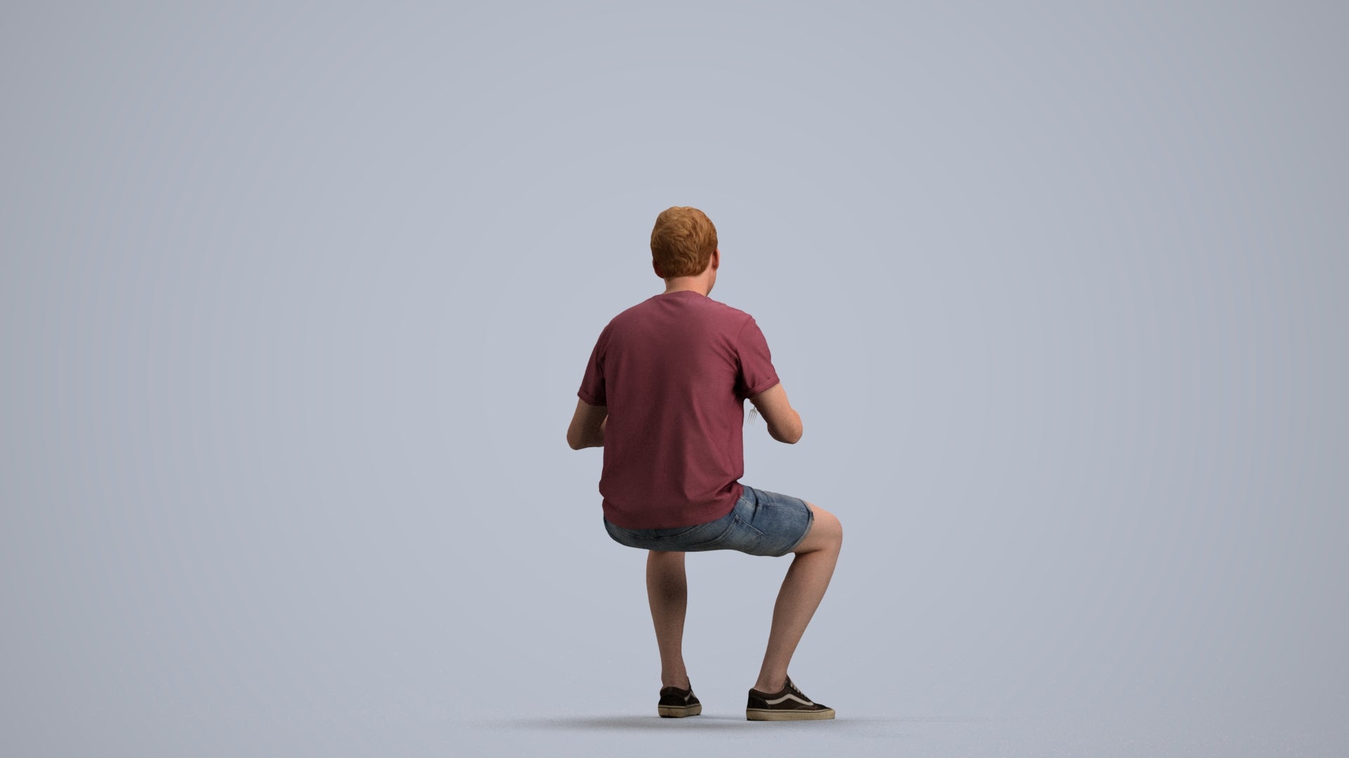 realistic 3D human man casual sitting, archviz people FBX OBJ for Blender, front view render