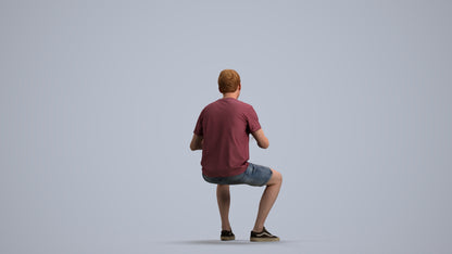 realistic 3D human man casual sitting, archviz people FBX OBJ for Blender, front view render