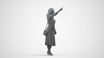 photogrammetry 3D woman casual standing, realistic human model archviz FBX, wireframe side view