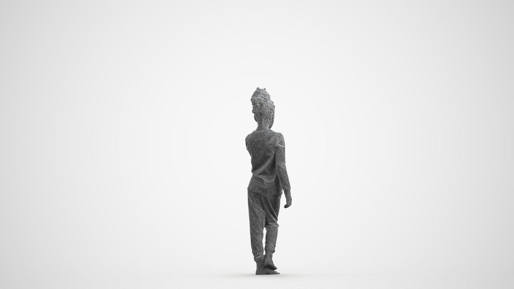 scanned 3D girl kids, photogrammetry people for Enscape and V-Ray, wireframe front view