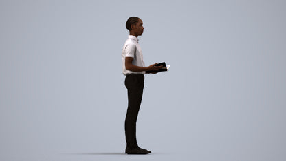 realistic 3D boy hospitality, scanned archviz people for Blender and 3ds Max, side view render