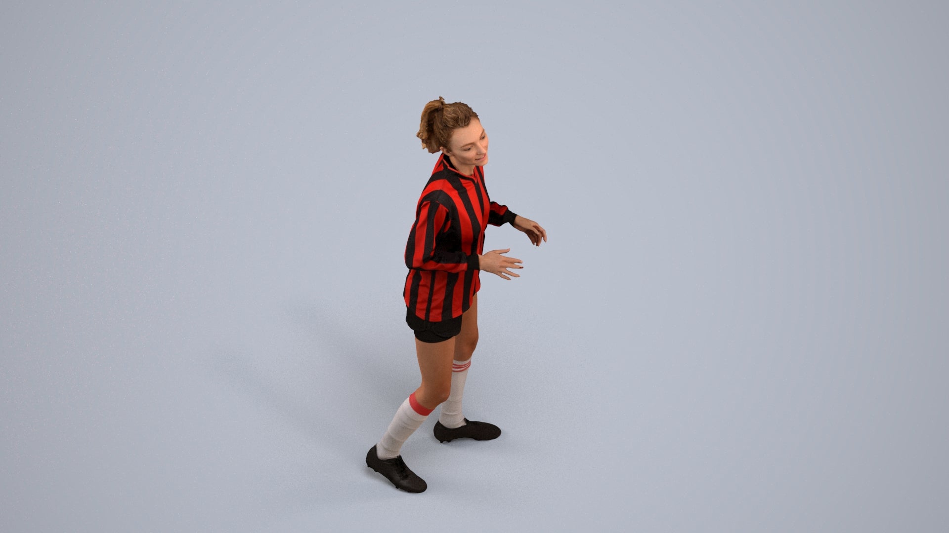 realistic 3D human woman sport, archviz people FBX OBJ for Blender, back view render