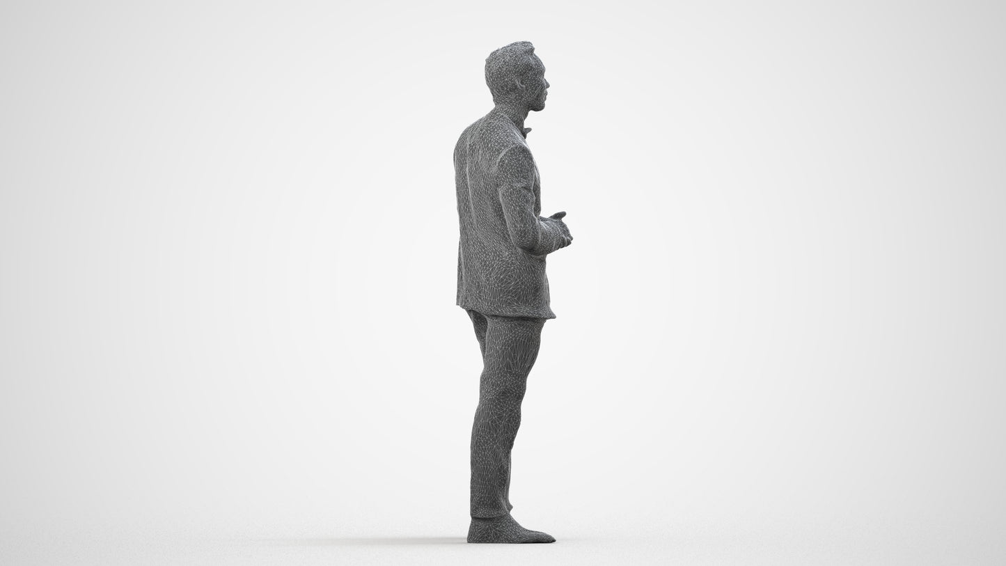 realistic 3D people man formal formalaffairs, render-ready for V-Ray and Corona, FBX OBJ, wireframe side view