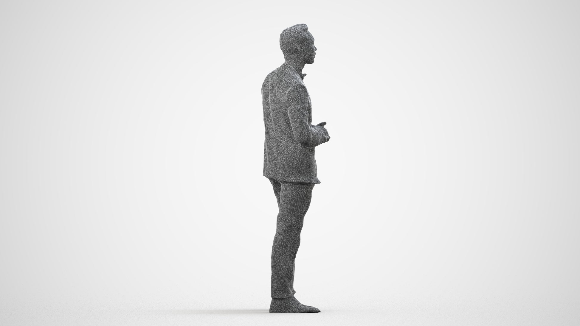 realistic 3D people man formal formalaffairs, render-ready for V-Ray and Corona, FBX OBJ, wireframe side view