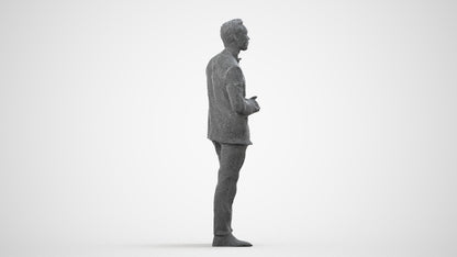 realistic 3D people man formal formalaffairs, render-ready for V-Ray and Corona, FBX OBJ, wireframe side view