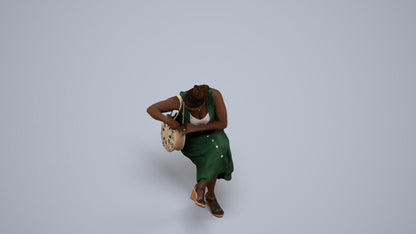 3D people model woman casual sitting, scanned human for 3ds Max rendering, back view render